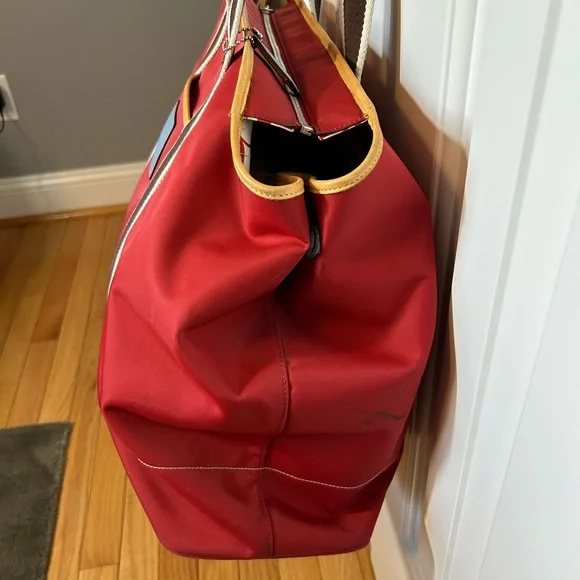Authentic Coach Red Nylon Weekend Tote Bag - Picture 7 of 15